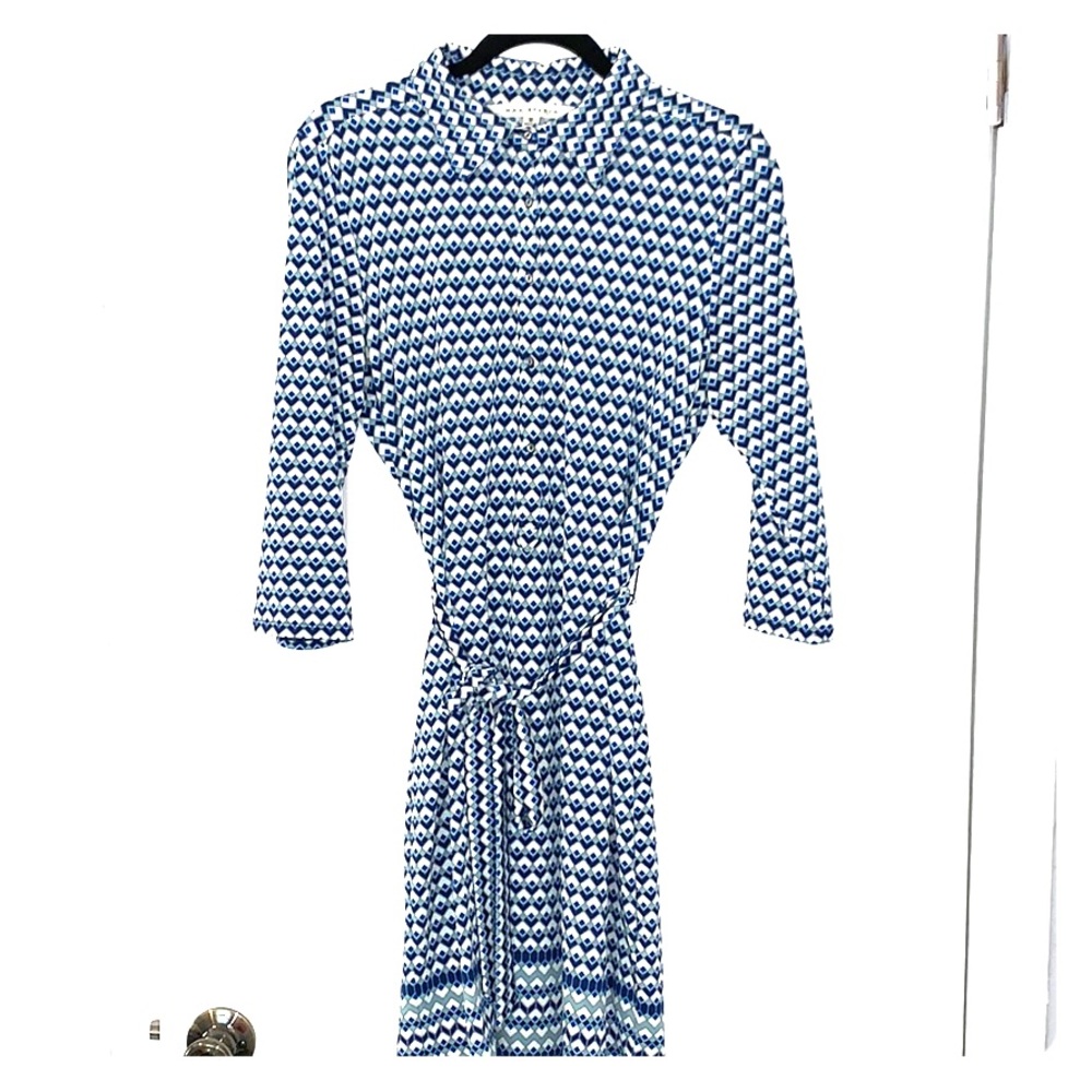 Max Studio 3/4 sleeve patterned shirt dress